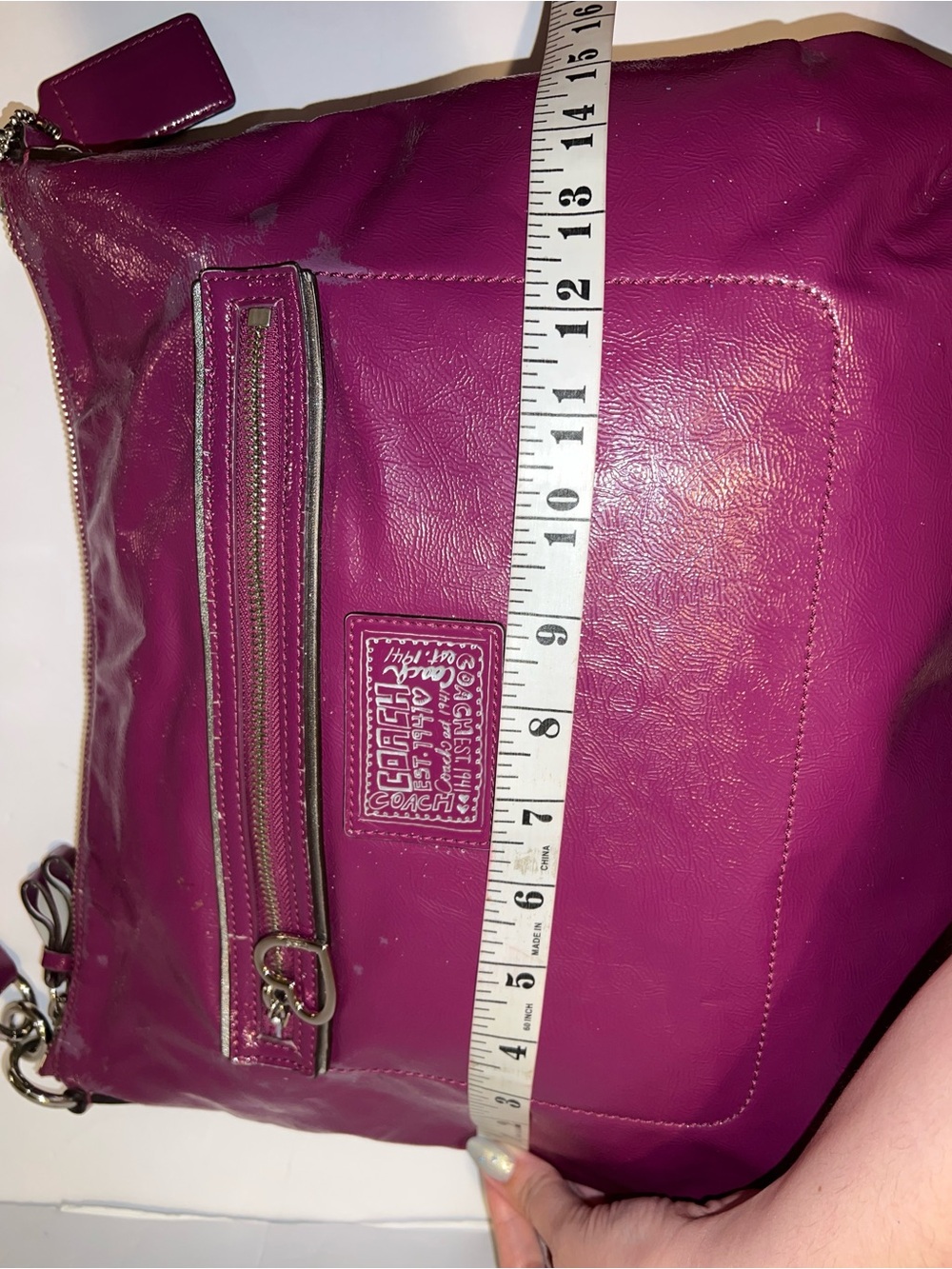 Vintage Y2K Rare Coach Poppy Daisy Liquid Gloss Hobo Bag Berry - Picture 12 of 12